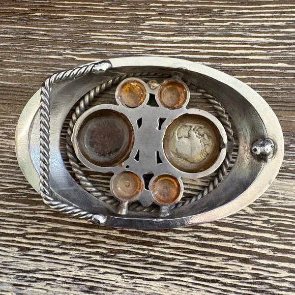 Vintage custom belt buckle featuring Buffalo nickels and brass bullet casings - Picture 11 of 14